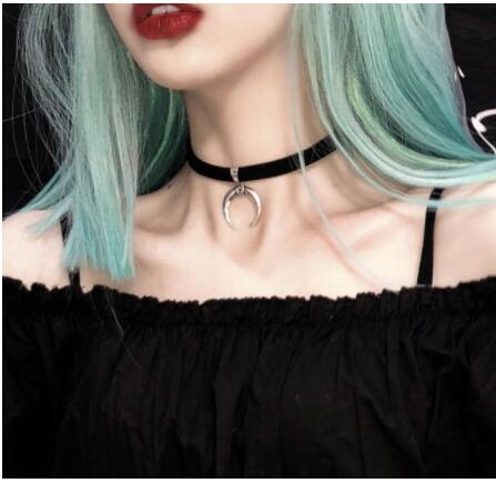 Chocker colar feminino com botões, colar tipo chocker gótico ajustável com corrente curta, joia de metal para mulheres