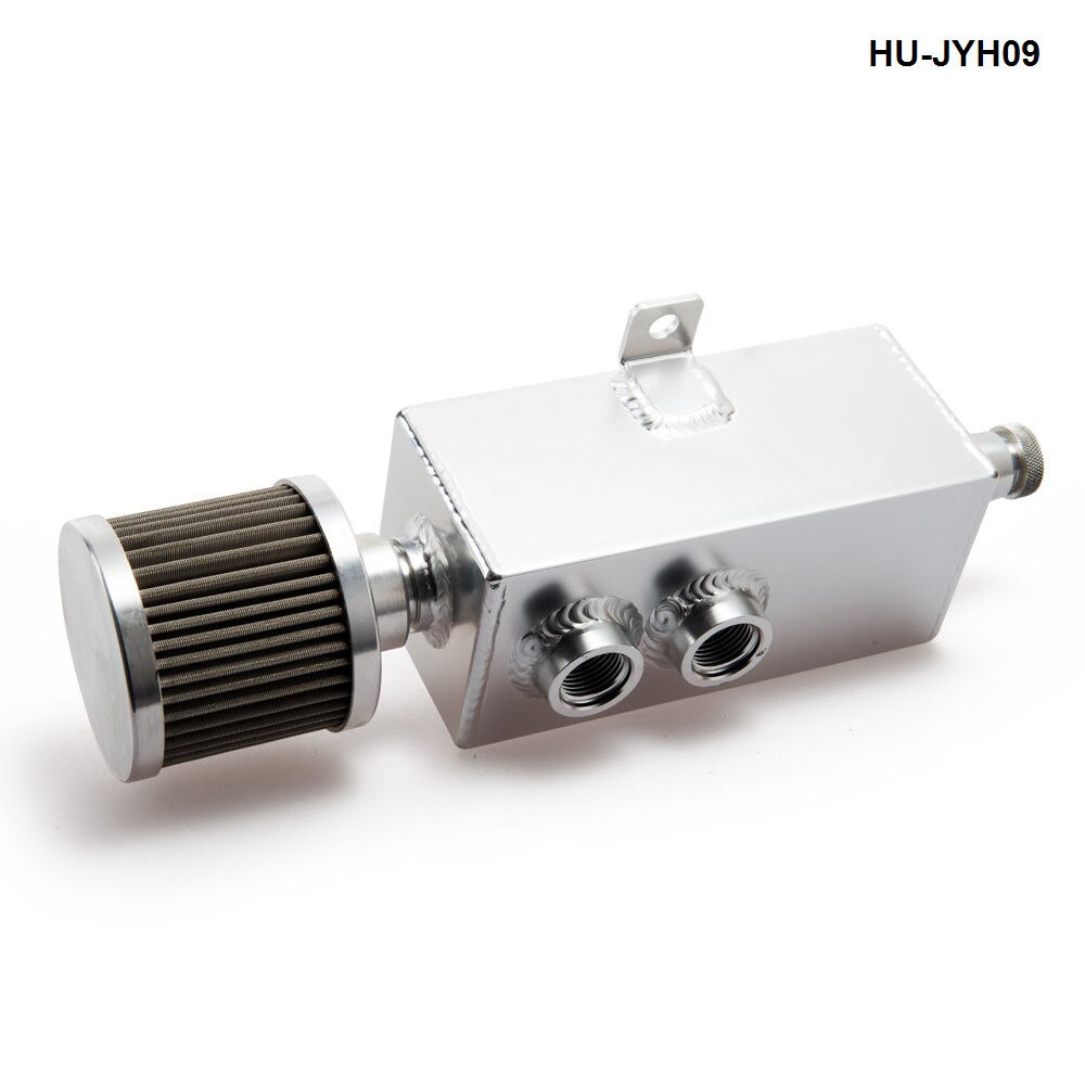 Universal 1L Car Raw Aluminum Oil Catch Can Tank Fuel Tank with Breather Drain Tap HU-JYH09