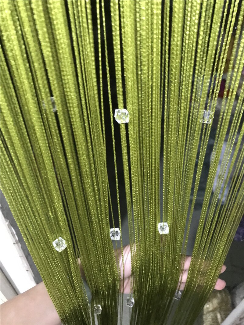 Beaded Curtain String Beads Door Curtains Thread Window Wall Panel Room Divider Doorway Home Living Room Wedding Decor: grass green