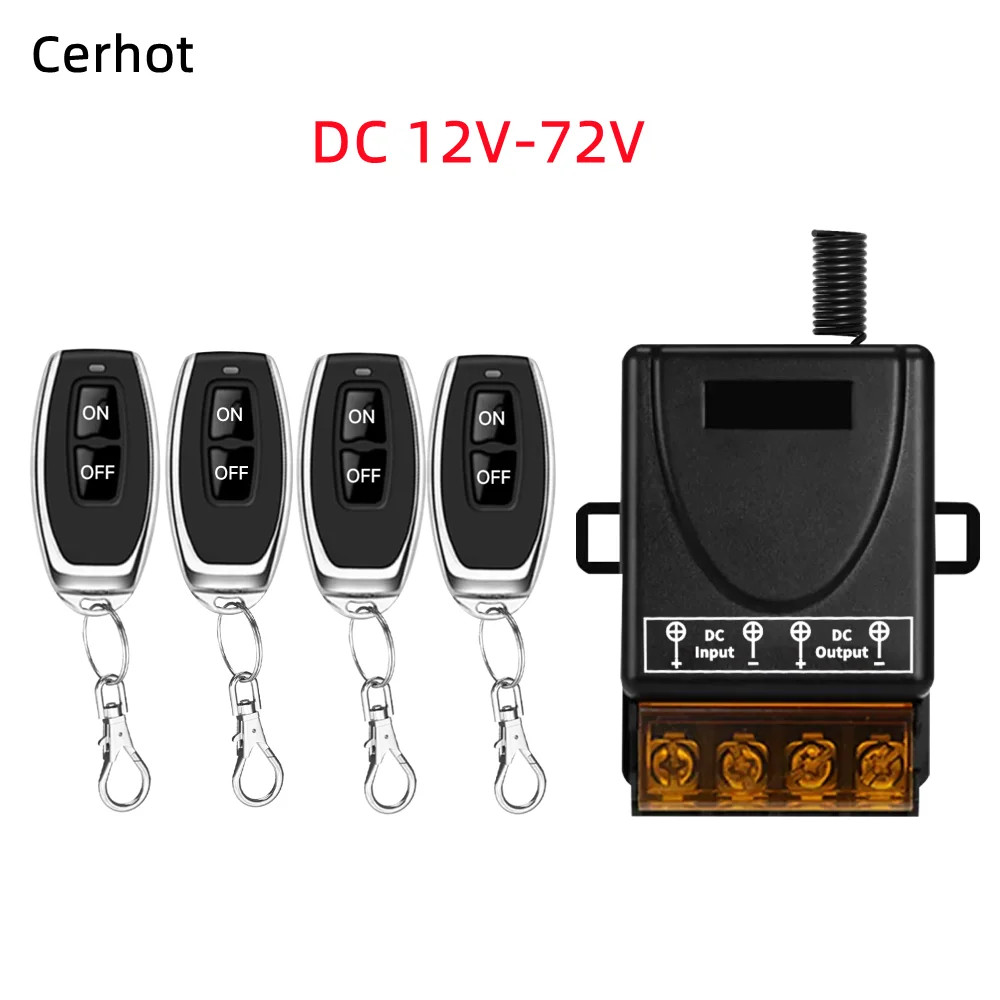 Cerhot interrupteur sans fil télécommande 30A 12V 24V 48V 72V voiture moto Circuit Modification équipement lumières interrupteur pompe à eau