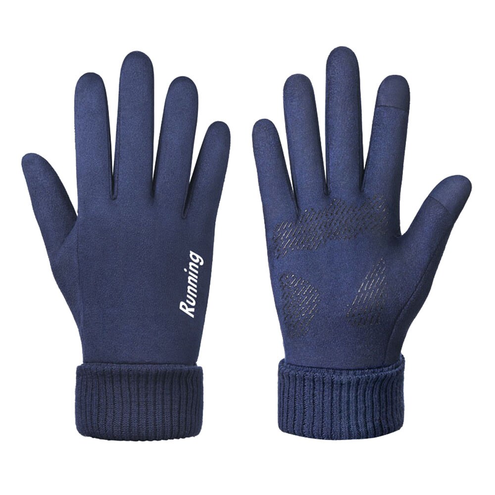 Autumn Winter Suede Plus Velvet Warm Sports Riding Gloves All Refer To Mens Non-Slip Touch Screen Driving Gloves