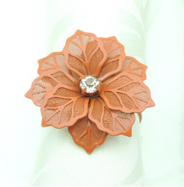 Anillos para servilletas con forma de flor para boda, banquete, cena, , cumpleaños, familia, mesa de reuniones, decoración, soporte para servilletas, 12 Uds.: Orange
