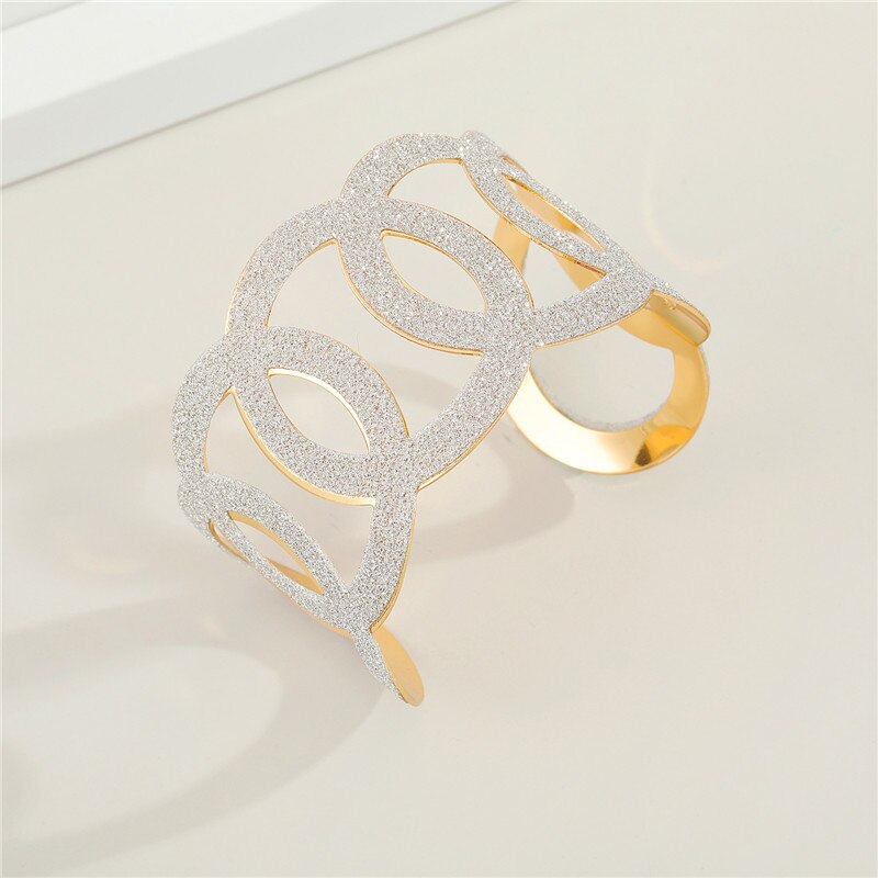 Dayoff, 1 unidad, pulsera hueca de Metal europeo para mujer, , joyería de , brazalete de mano Ancho ajustable abierto único brillante