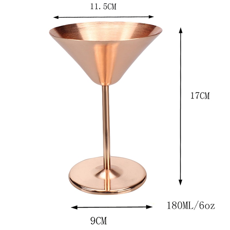 180Ml Rvs Martini Cup Koper Plated Wijn Bril Cocktail Champagne Glas Wedding Party Decoraties Bar Accessoires