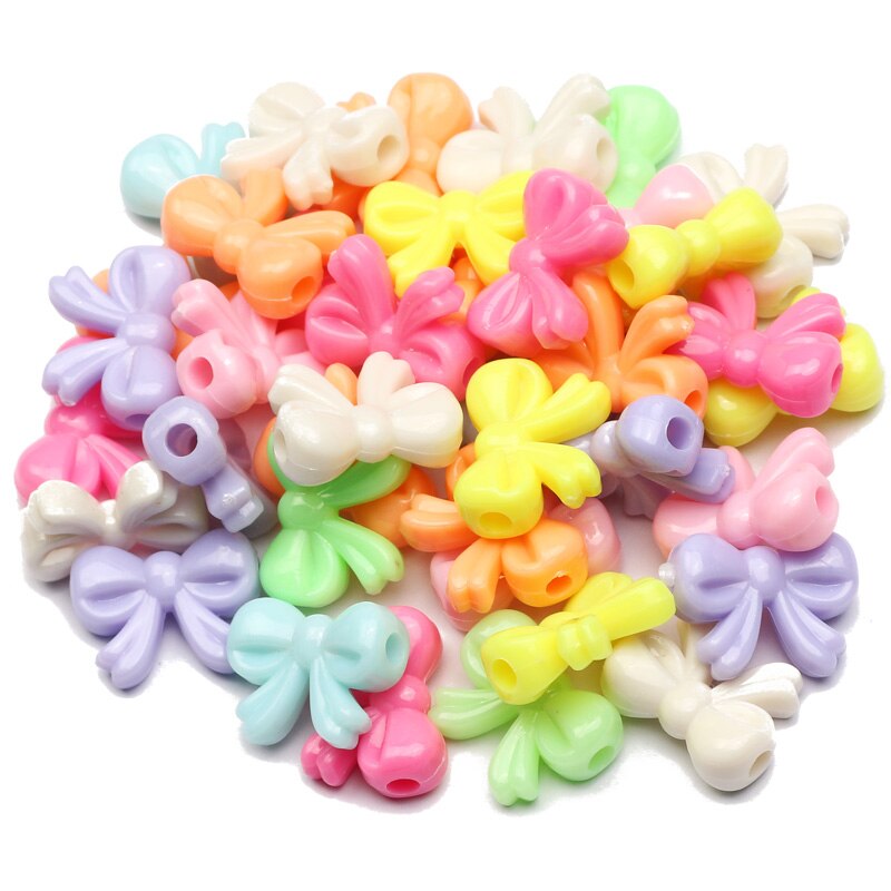 20/40/60 stück 15 x 20mm acrylperlen in bonbonfarben, schleifenform, lose zwischenperlen für schmuckherstellung, handgefertigte armbänder, diy-accessoires