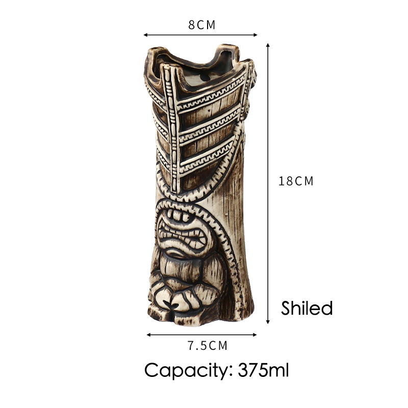 Ceramic Tiki Mug Porcelain Beer Wine Mug Cup Bar Tool ,Exotic Cocktail Glasses, Tiki Bar: Blue