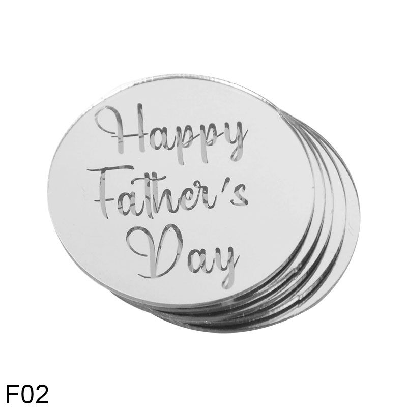 5/10pcs Rose Gold Silver Happy Mother‘s Day Happy Father’s Day Acrylic Circle Cupcake Topper Party Dessert Cake DIY Decorations: 5Pieces / F02-Silver