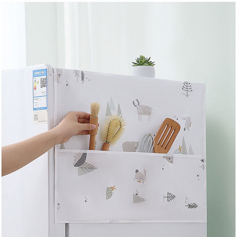 1PC Printed Refrigerator Cover Waterproof Storage Bag Dust Cover Household Refrigerator Top Cover Cover Freezer Cover Household