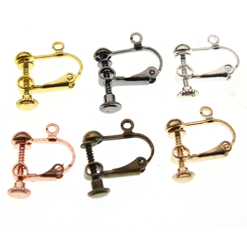 20pcs/lot 16mm Round Head Screw Ear Clip DIY Handmade Clip On Earrings Parts No Pierced Ear Clips Jewelry Making Findings
