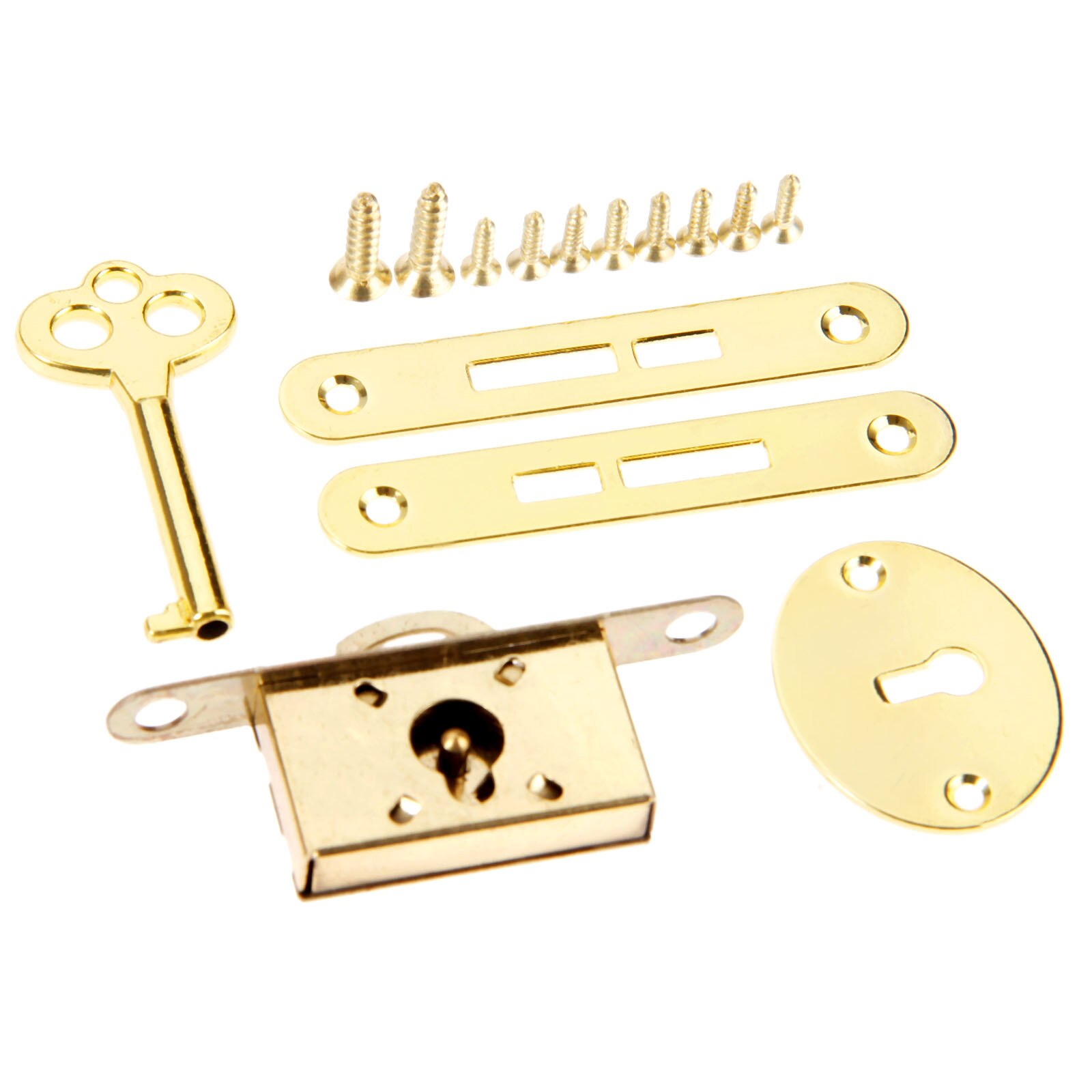 5 stk /1 sæt guld klassisk lås zink legering opdelt nøglekontakt skuffe garderobeskab skab antik vintage møbler hardware