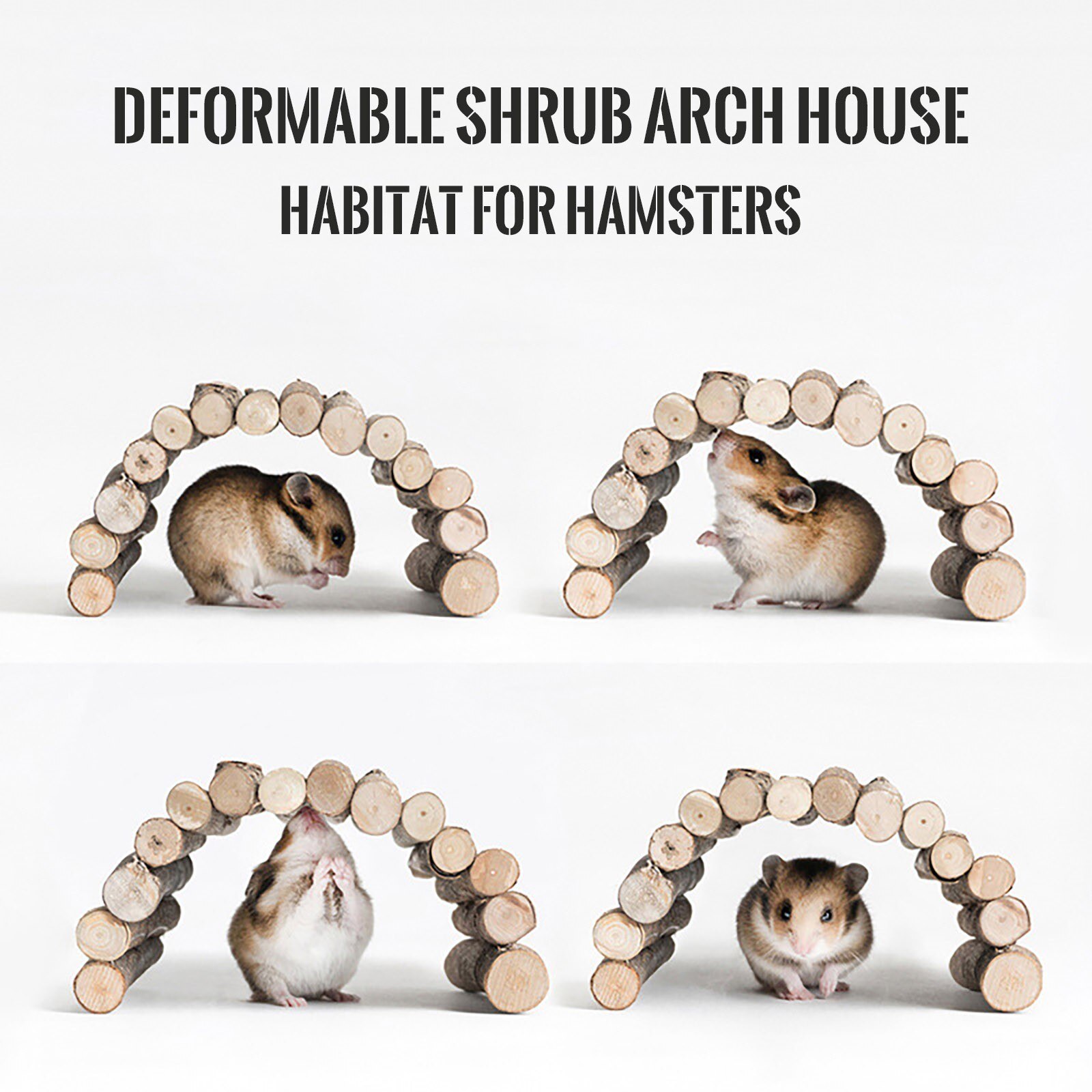 Pet Hamster Small Wooden Bridge Sleeping Nest Adjustable Enclosure Cage Equipment Tortoise Lizard Hedgehog Shelter Ladder X8