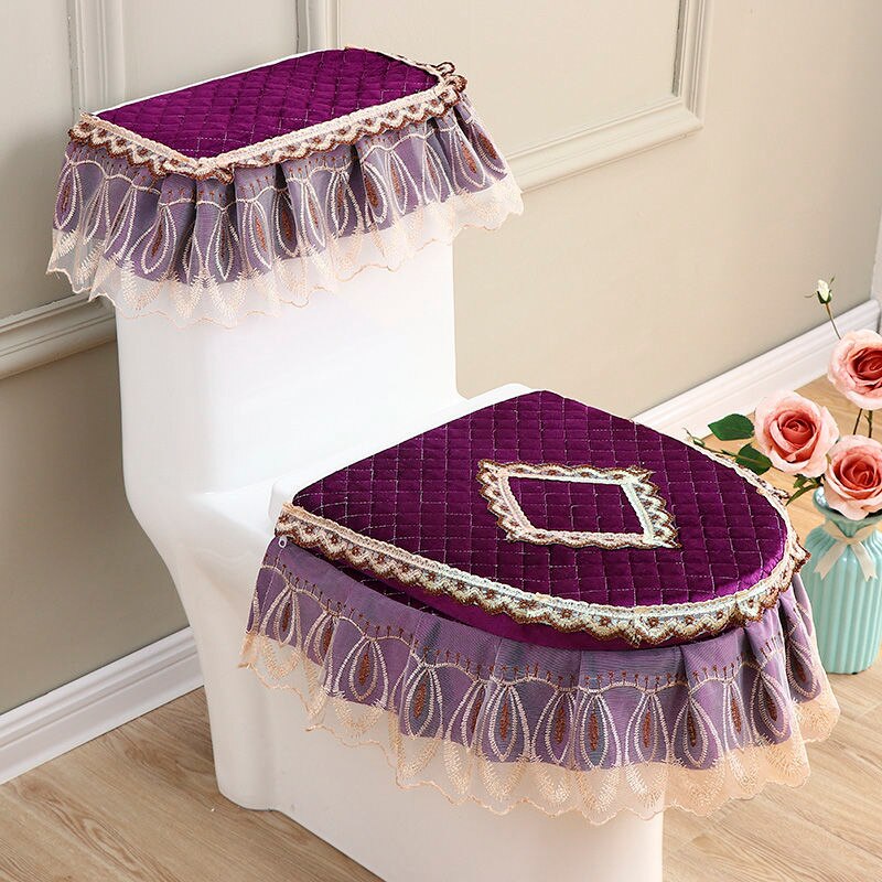 3 Teile/satz Wc Sitz Ring Wc Pad Verdickt Warme Wc Europäischen hoch-Klasse Wc Sitz Abdeckung einstellen: Stil C-Violett