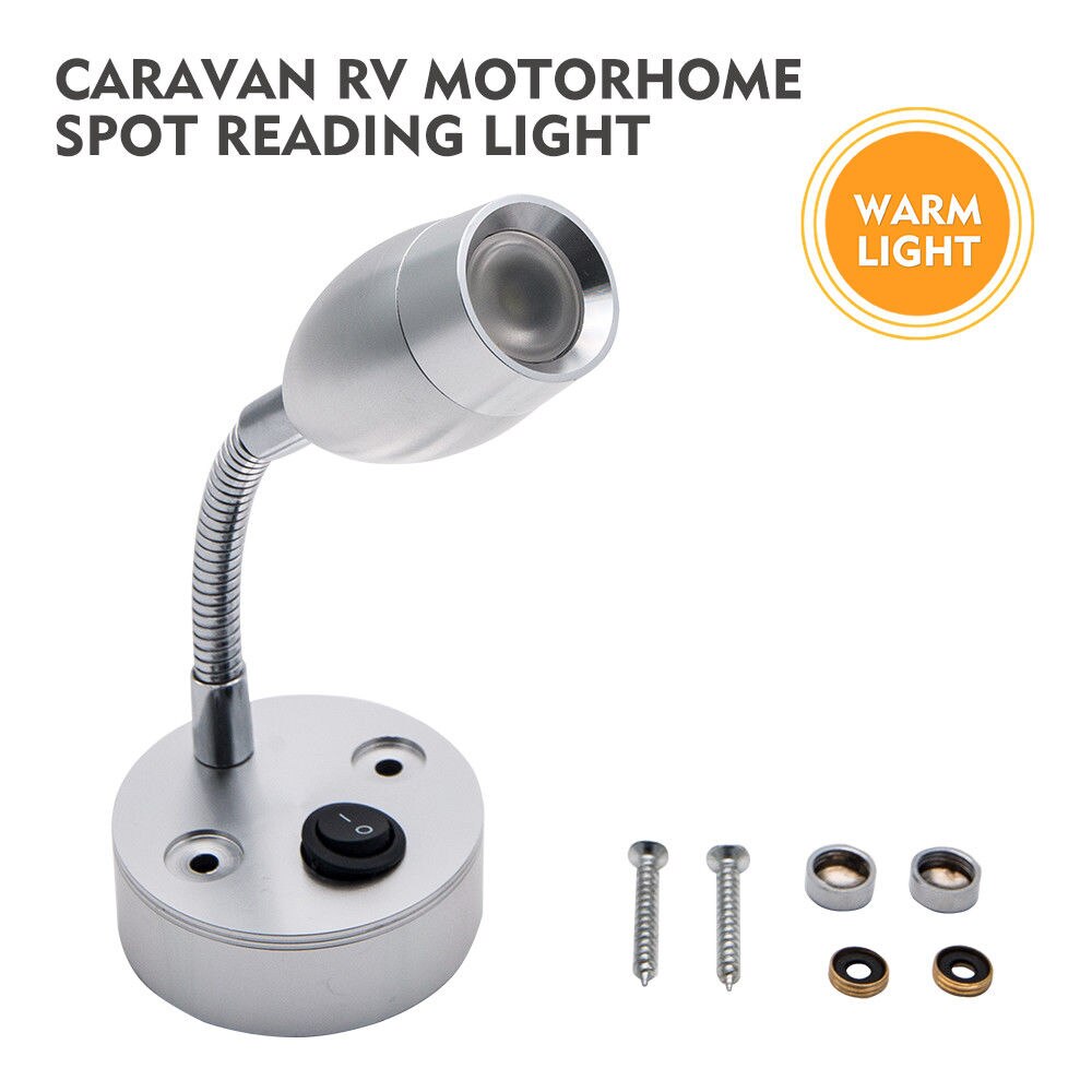 LED Spot Reading Light Switch Camper Van Caravan Boat Interior Warm Light 12V 3W