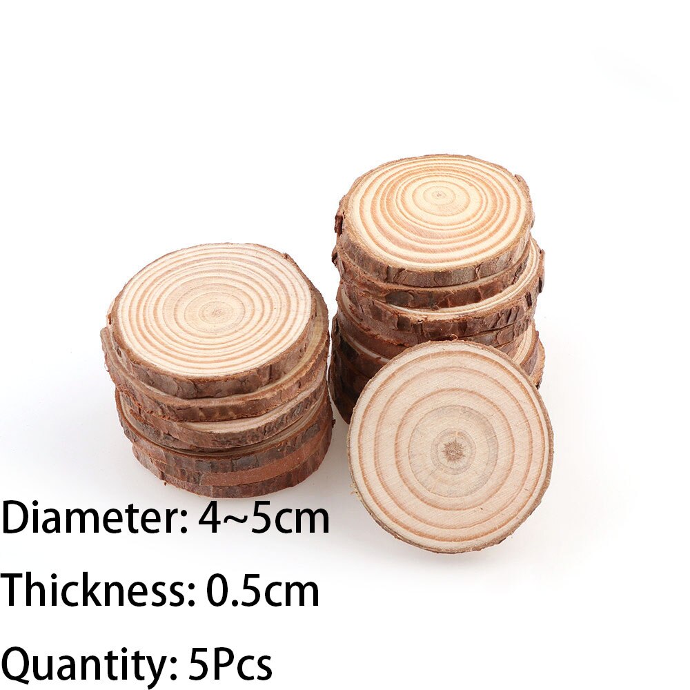 3-12cm Thick 1 Pack Natural Pine Round Unfinished Wood Slices Circles With Tree Bark Log Discs DIY Crafts Wedding Party Painting: 5pcs4-5cm