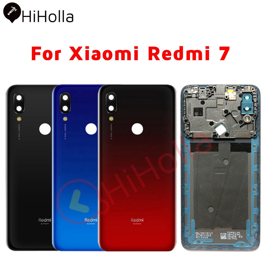 Voor Xiaomi Redmi 7 Back Battery Cover Rear Behuizing Deur Case Voor Redmi 7 Batterij Cover Met Camera Lens + frame Vervangende Onderdelen
