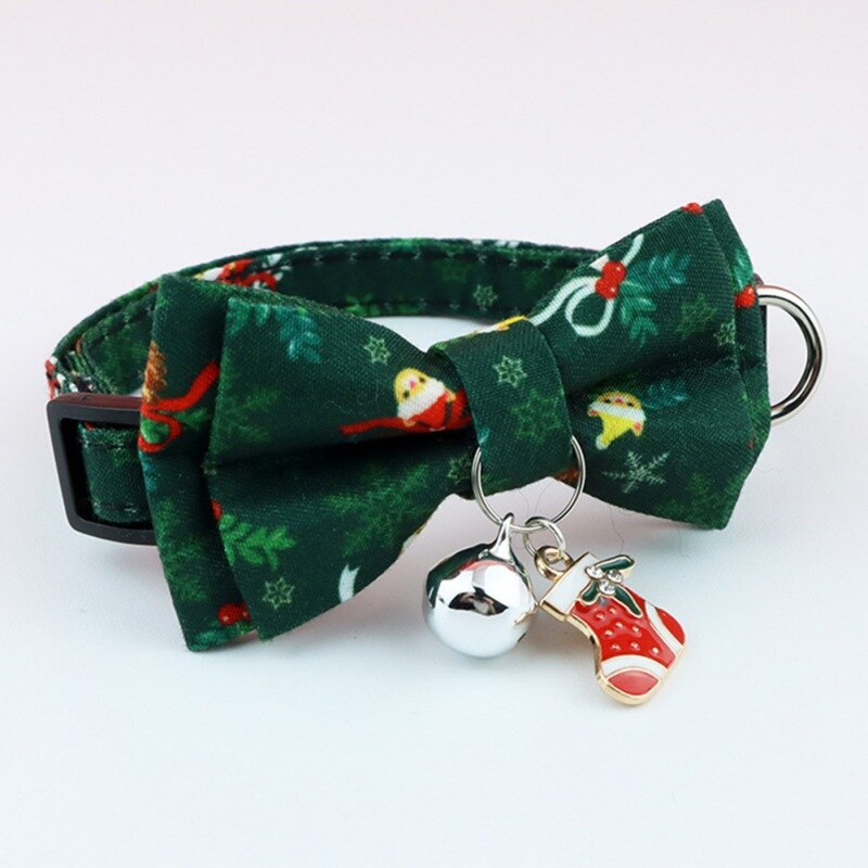 Jul hund katthalsband justerbara halsband utbrytning med bell rosett knut valp kattunge bowtie hund klär ut