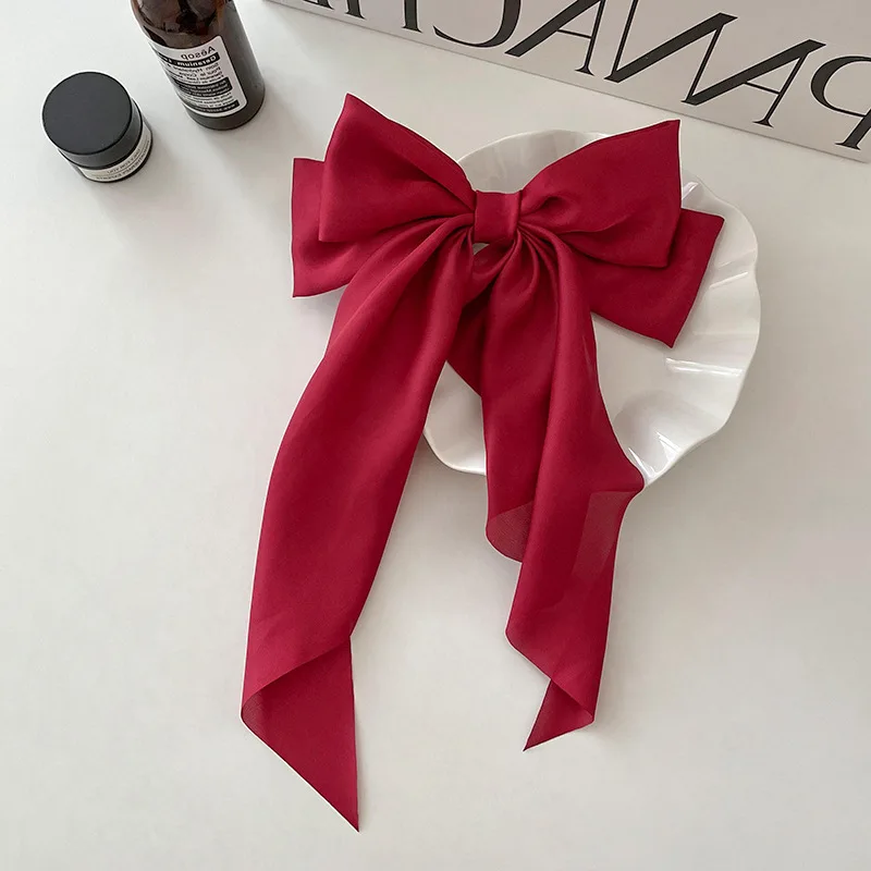 1 pieza de Clip para el cabello con lazo, Clip de primavera de satén liso Simple a la , pasador para el cabello, diadema Retro , Clips, accesorios para el cabello para niñas: Rojo