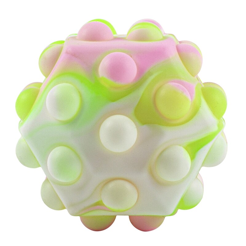 Pop Ball Fidget Toy 3D Fidget Ball Push Bubble Help People Relieve Stress Interactive Sensory Toy Non-toxic Harmless: White powder green