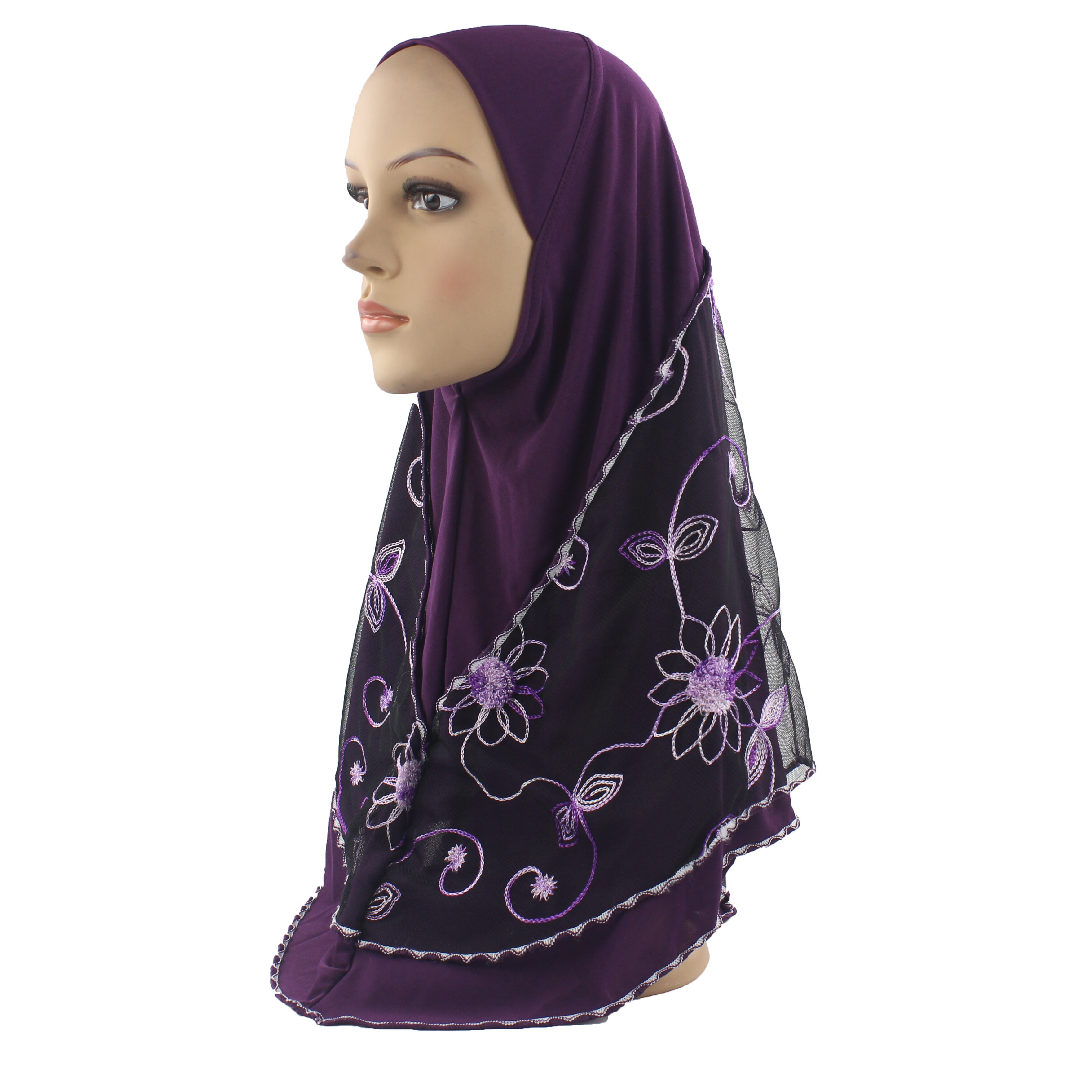 Moslim Vrouwen Meisjes Hijab Geborduurde Sjaals Gewikkeld Met Schoonheid Gaas Bloem Patroon Sjaal Zachte Sjaal
