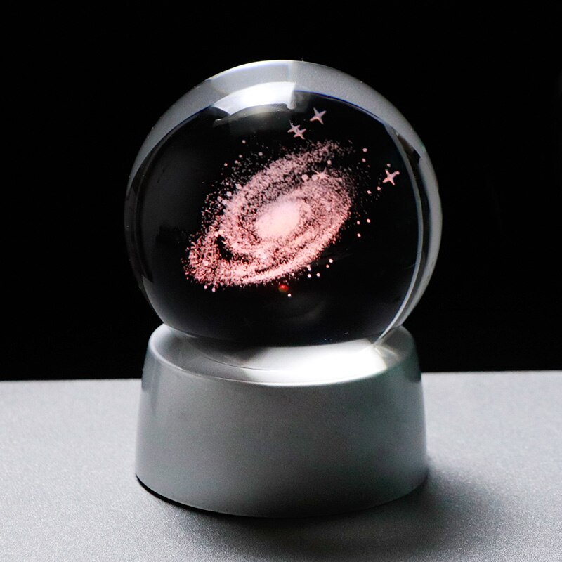 Modèle Miniature de boule de galaxie en cristal de Globe en verre de l'univers 3D avec le LED rechargeable accessoires de sphère de décoration à la maison astronomie