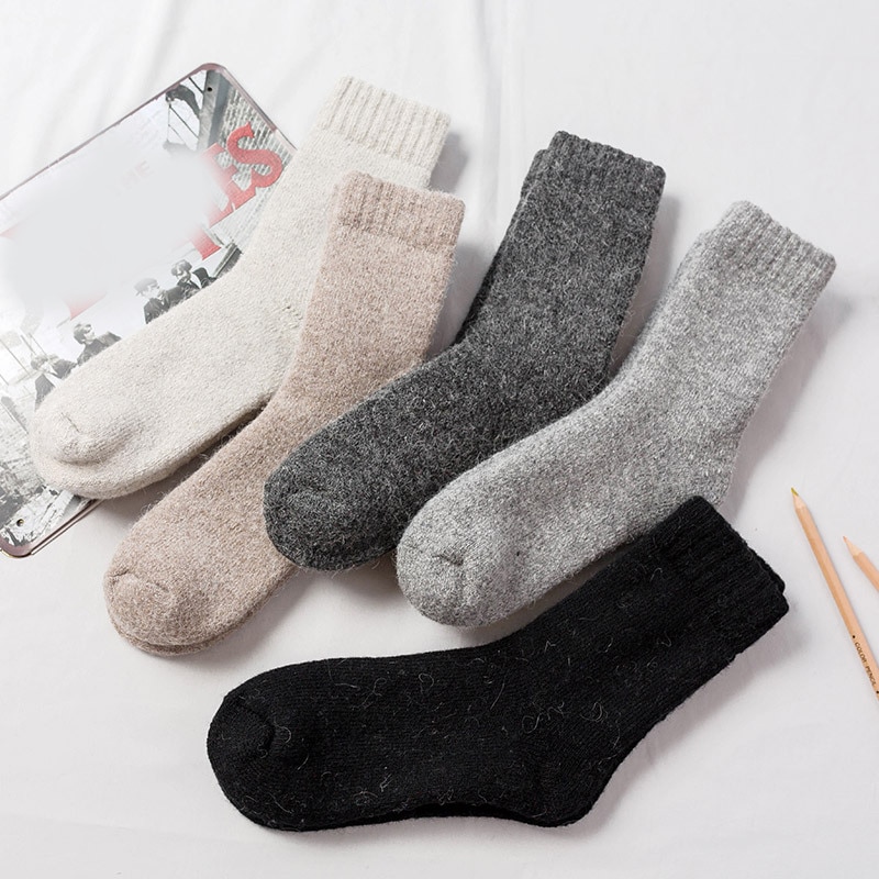 Winter Wool Warm Socks Super Soft Thick Solid Color Casual Socks For Men Women