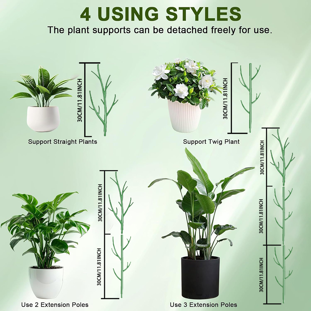 30/60/90cm galho planta suporte 3 pçs suporte ramo de árvore plantas estacas treliça destacável para jardim vaso flor musgo pólo