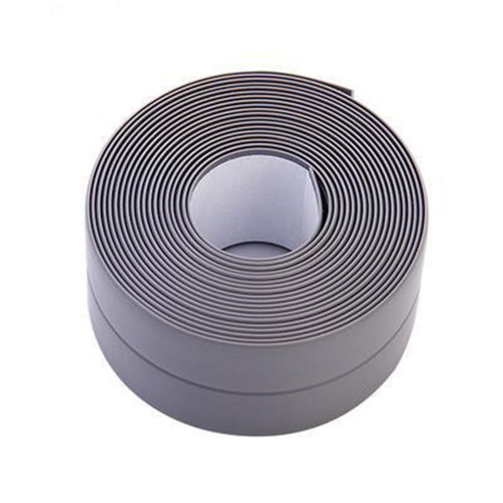 Keuken Pvc Waterdicht Meeldauw Proof Tape Lijn Hoek Naden Vocht Bescherming Collision Rubberen Strip Muurstickers: Gray