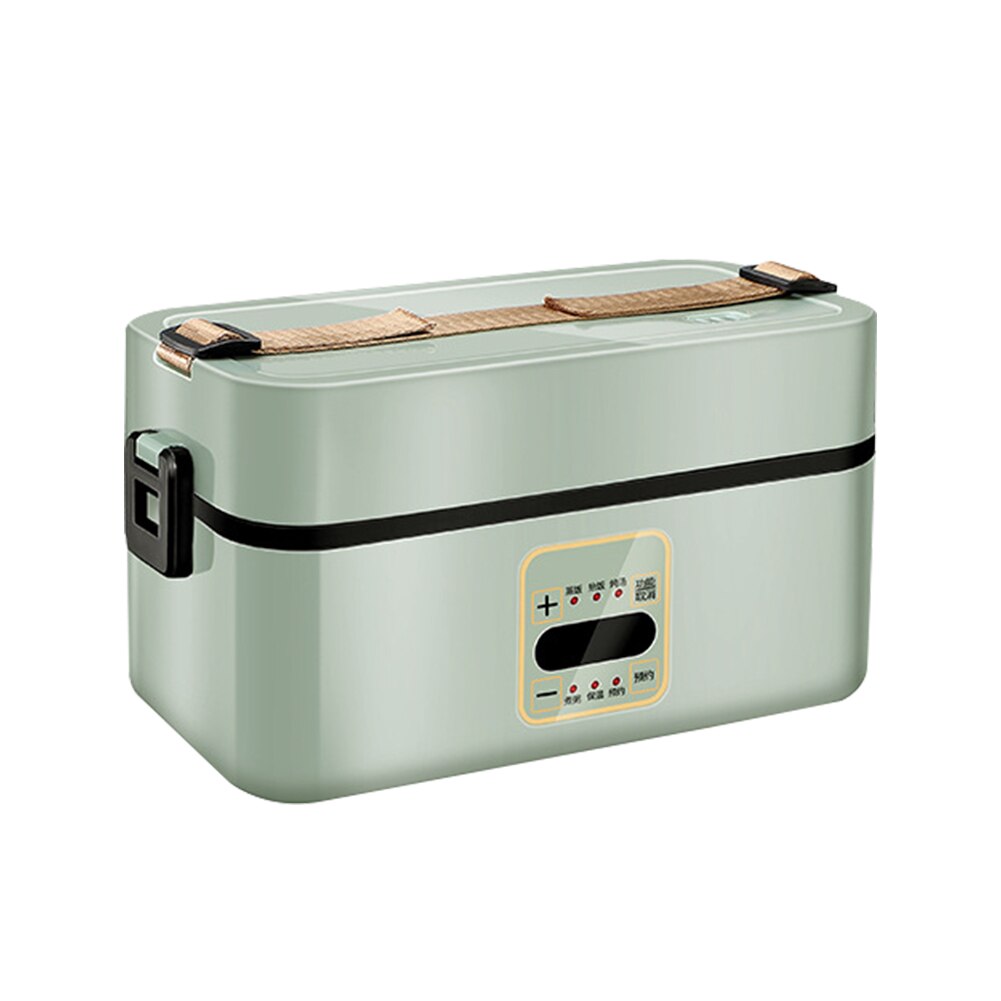 Double-layer Lunch Box Food Container Portable Electric Heating Insulation Dinnerware Food Storage Container Bento Lunch Box: Single-Green