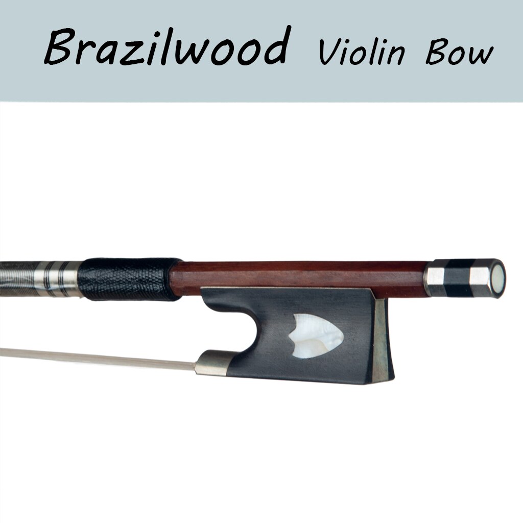 4/4 Strijkstok Brazilwood Ronde Stick Ebony Kikker W/ Shell Inlay Goed Balans Beginner Fiddle Boog