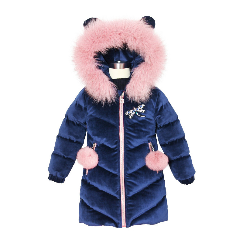 Kinderen Donsjack Winter Jas Voor Meisjes Dikker Meisjes Winterjas Hooded Velour Winter Meisjes Jassen Uitloper 3-12T: blue  Parkas / 7T