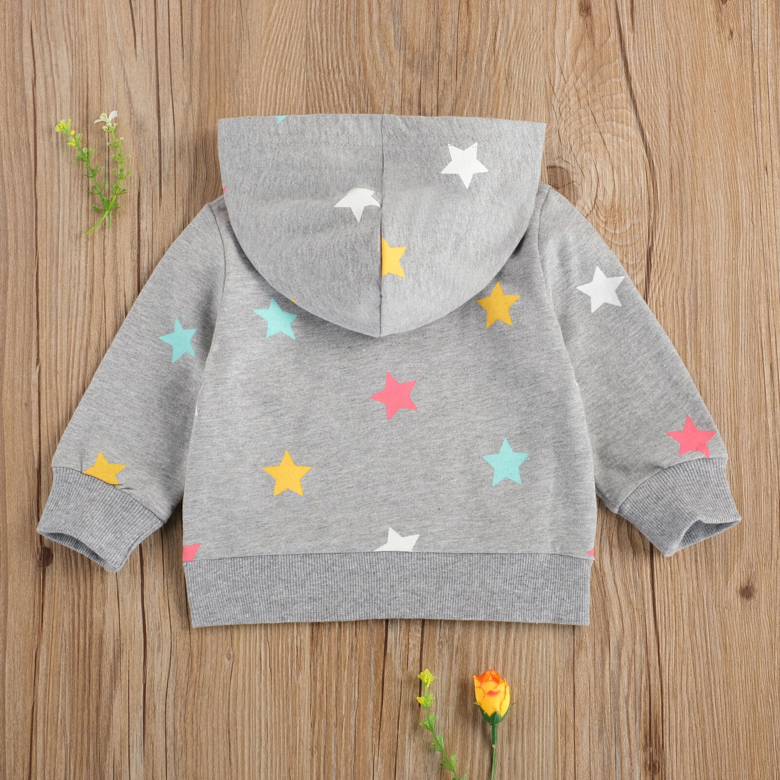 Kleinkind Baby Mädchen Jungen lässig mit Kapuze Reißverschluss Strickjacke knapp Sterne Druck Langarm verlieren oben mit Tasche Täglichen Leben