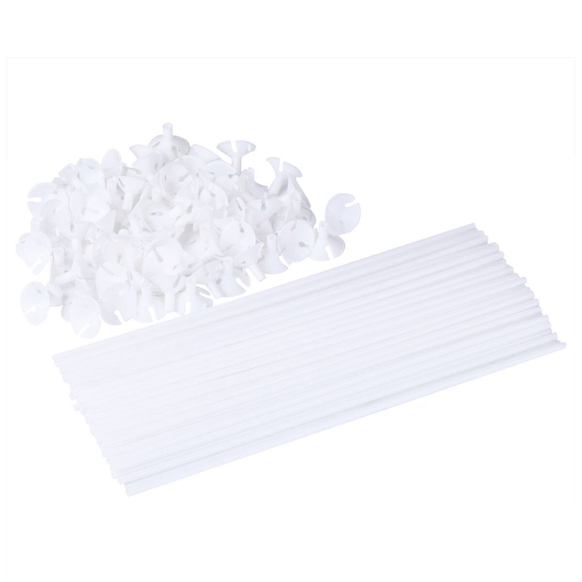 200 Pieces White Balloon Sticks Holders with Cups for Wedding, Party, Holidays, Anniversary Decor