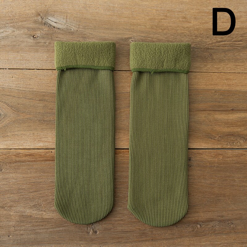 Calcetines térmicos gruesos de felpa para hombre y mujer, medias de terciopelo de Color sólido, para la nieve, para Otoño e Invierno: D