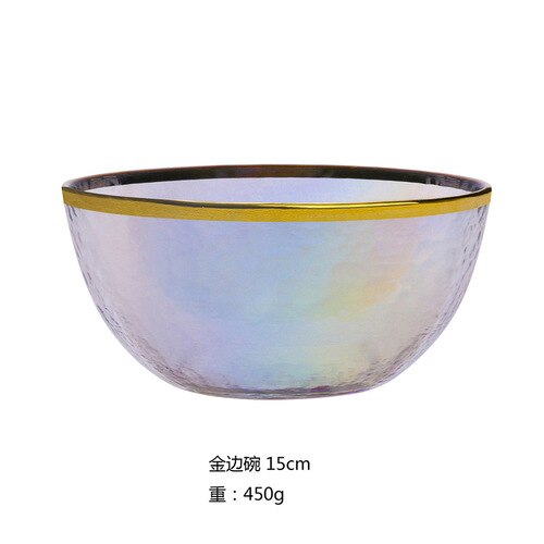 Creatieve Japanse Stijl Regenboog Ion Gehamerd Glas Plaat Set Westerse Salade Fruitschaal YHJ022701: bowl-6 inches