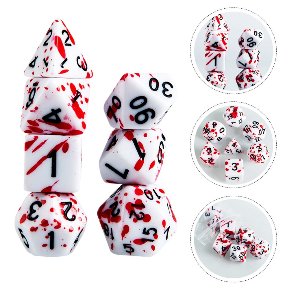 7Pcs Bloed Dices Onregelmatige Dobbelstenen Rollenspel Gaming Dices Spel Rekwisieten: Red