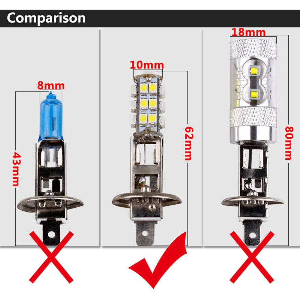 Ajo 2 kpl led sumuvalo  h1 25 smd led muunnos 12v sumuvalon vaihtolamppu kirkkaan valkoinen