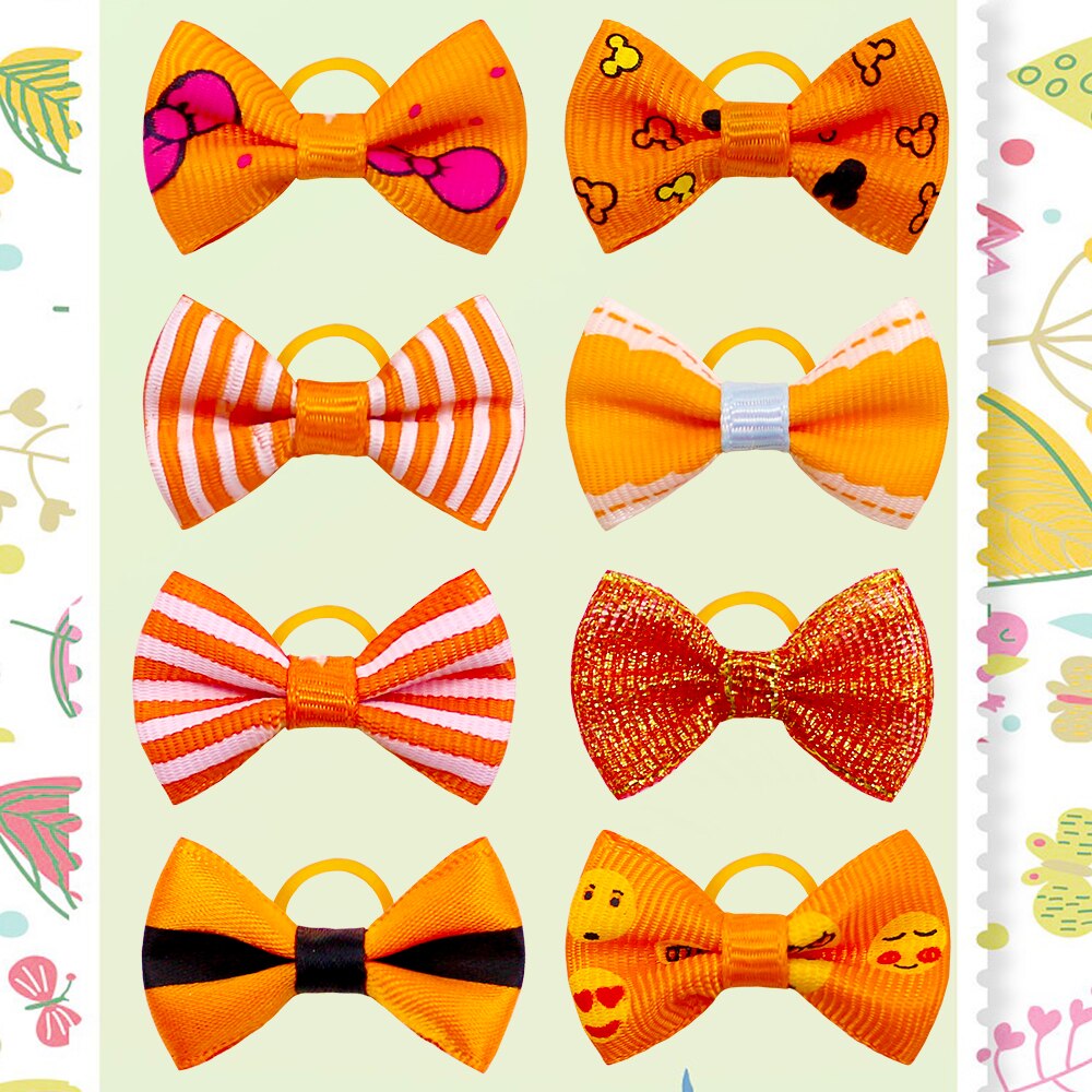 Lazos de pelo naranja para perros pequeños, accesorios para el cabello para el otoño/otoño, productos para mascotas, 50/100 Uds.