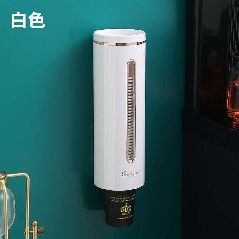 Paper Cup Dispenser Holder Automatic Disposable Cup Storage Rack Wall Mounted Cup Holder Organizer Water Dispenser Cups Stand: Purple Pink