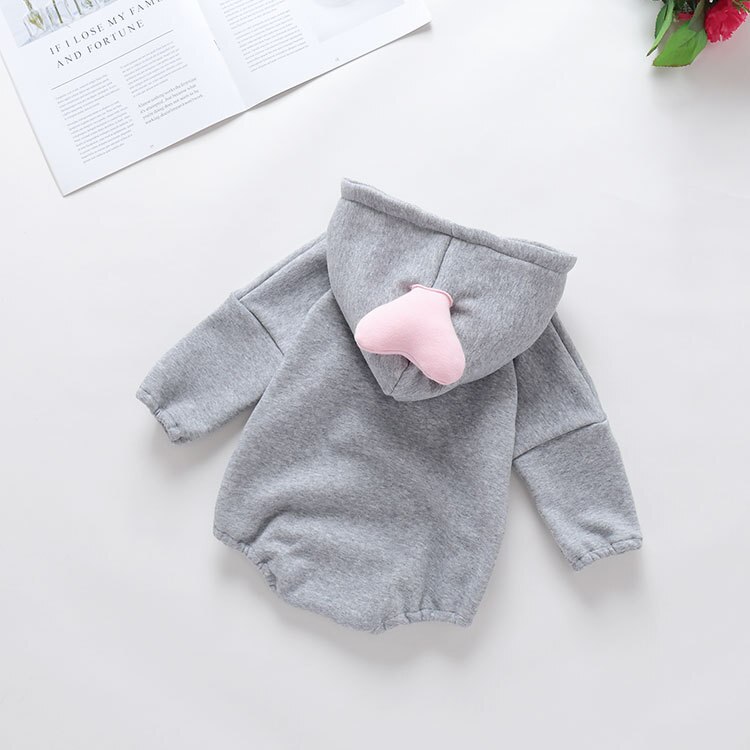 Neueste Nette Strampler Neue Geboren Baby Prinzessin Mädchen Jungen warme Kleidung mit kapuze Lange Hülse Feste Warme Baumwolle Herbst Winter 0-18M