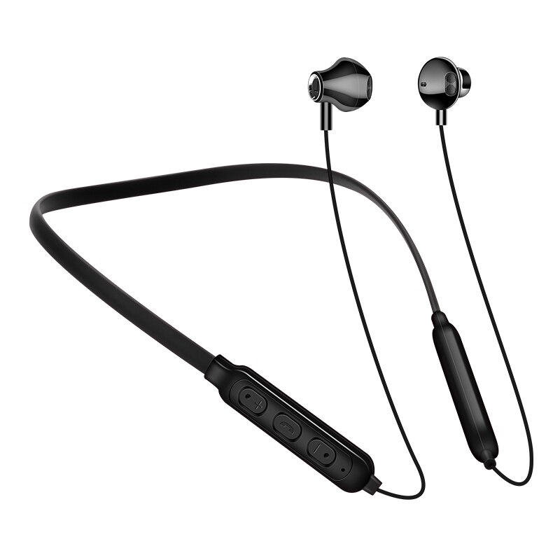 G02 Magnetische Draadloze Bluetooth Oortelefoon Nekband Stereo Sport Headset Handsfree Oordopjes Hoofdtelefoon Met Microfoon Voor Alle Telefoons: Black