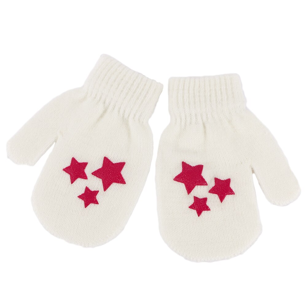 1 Pair Kids Mitten Cute Children Winter Knitted Gloves For Boys Girl Dot Star Heart Pattern Fingerling Soft Warm Mittens: 1