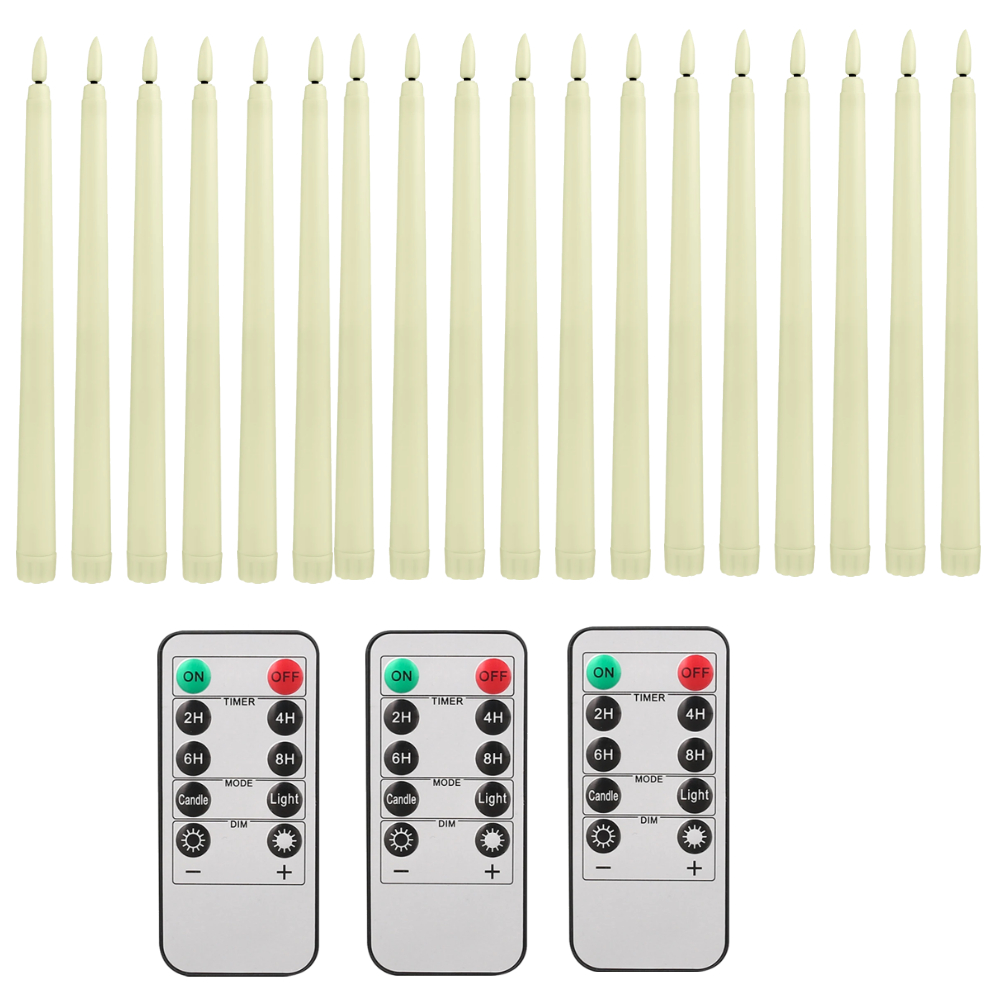 Velas cónicas LED sin llama, 12/24 Uds., parpadeantes con control remoto, candelabros de marfil con pilas de 11 ", decoración navideña para el hogar y la boda: CAMEL
