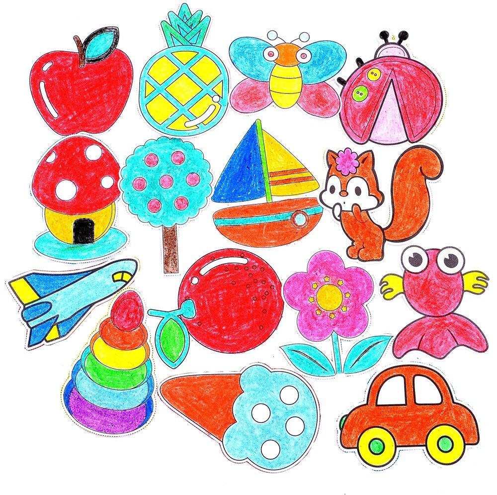101pcs Children Cartoon Color Paper Folding and Cutting & Stamps Drawing Toys Kingergarden Art Craft DIY Educational Toys ZXH