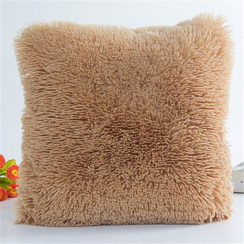 43*43cm Plush Furry Cushion Cover Throw Pillow Case Home Bed Room Sofa Decor