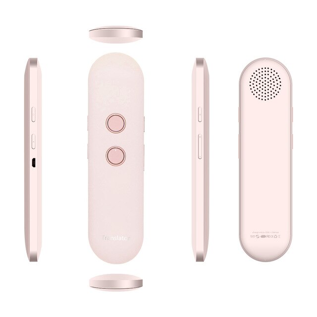 Mini traductor de voz T4 instantáneo, en tiempo Real, dos vías, Bluetooth, 42 idiomas, traducción para viajes de negocios, venta: Pink