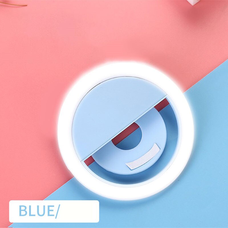 Selfie Led anillo de luz novedad maquillaje iluminación lámpara selfi Led teléfonos móviles foto luz de noche Led espejo señal de neón Selfie anillo: Blue