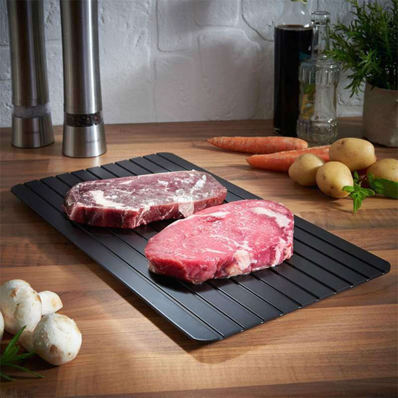 Snabb upptiningsbricka för fryst kött stor storlek upptiningstallrik med spår upptining snabbare säkrare köksprylar verktyg