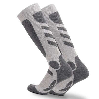 Calcetines altos deportivos para hombre, de algodón, cálidos, para ciclismo y escalada: GREY / XL