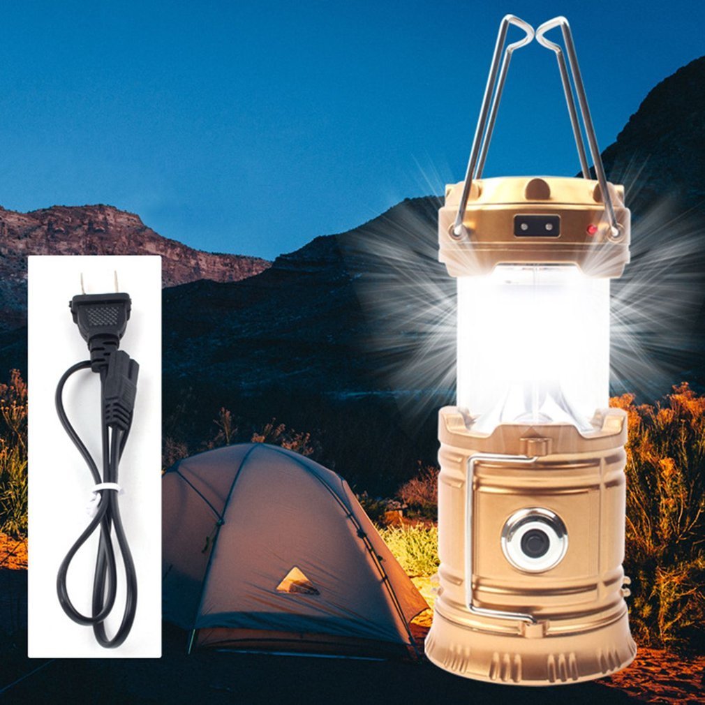 Draagbare En Mini Outdoor Hand-Held Of Opknoping Usb Oplaadbare Led Camping Lantaarn Solar Zaklamp Nood Lantaarn