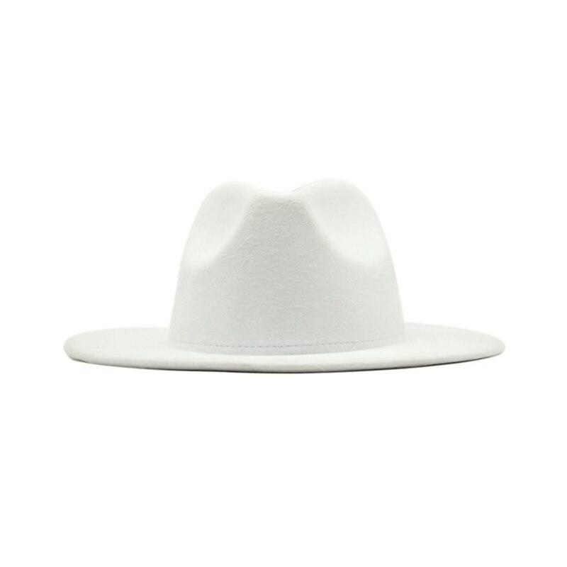 Høst vinter dame filthatt fedoras hatter med stor brem for kvinner britisk stil vintage kirkehatter dame flat brem hvit jazz cap